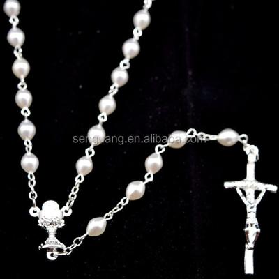 China Religious Plastic Bead Rosary Beads, White Rosary Beads, Catholic Rosary Beads for sale