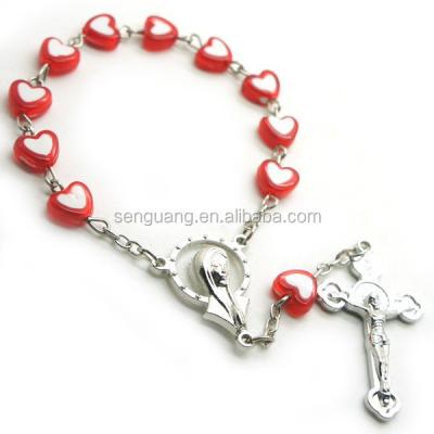 China Arcylic Decade Rosary, Heart Religious Acrylic Beaded Rosary, Catholic Rosary Necklace for sale