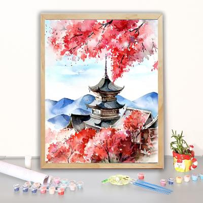 China N-0690 New Classical / Postmodern Landscape Oil Painting From Watercolor Picture By Numbers for sale