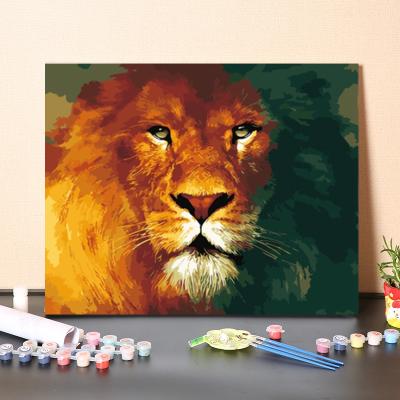 China D-PBN001 Style American Lion DIY Oil Painting On Canvas Home Decoration Gift Handmade Paint By Numbers for sale