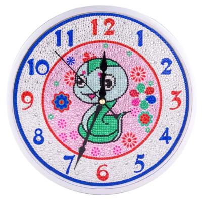 China Cartoon Home Decor M-DIY Diamond Painting Clock Full Drill Diamond Painting Cartoon Wall Clock for sale