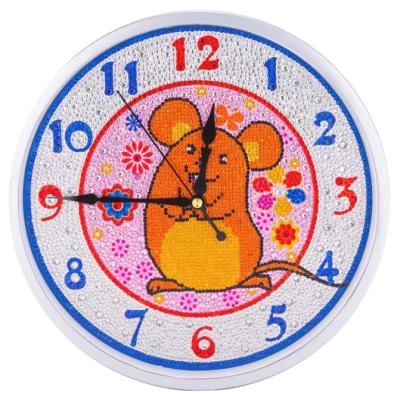 China M-143 Cartoon Mouse Clock Full Drill Special Shaped Diamond Painting Cartoon Wall Clock Home Decor for sale