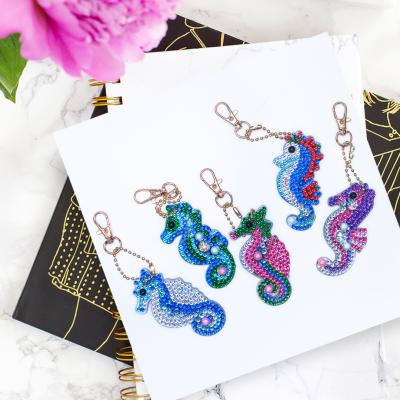 China Cartoon M--YSK60 5pcs DIY Full Drill Special Shaped Diamond Painting Seahorse Keychain Craft for sale