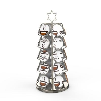 China Countertop Viable Modern Coffee Capsule Rotating Organizer 360 Degree Rotating Coffee Pod Storage Rack for sale