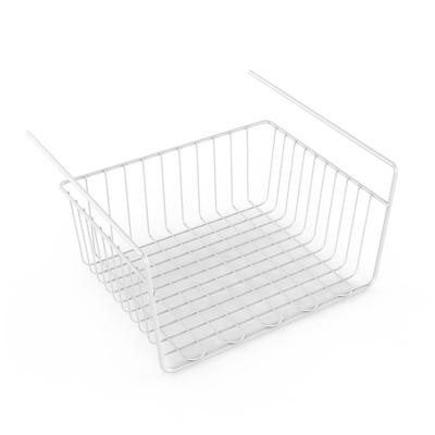 China Sustainable Rustproof Coated Under Cabinet Storage Rack Hanging Slide Metal Under Shelf Basket for sale