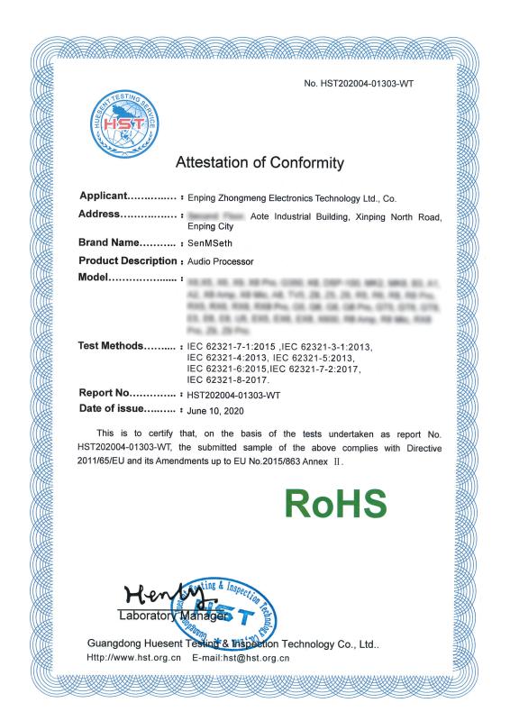 RoHS - Enping Zhongmeng Electronics Technology Co., Ltd.