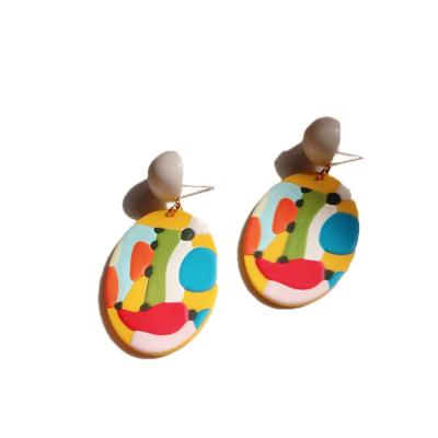 China FASHIONABLE Face Color Contrast Artistic Earrings Exaggerated Personality French Modern Pierced Earrings for sale