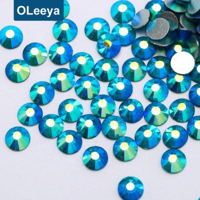 China Flatback ss20 silver flatback capri ab blue not hot fix nail art rhinestones for nail design for sale