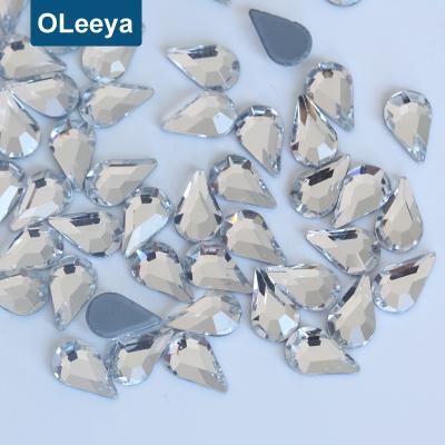 China Hot Sale Flatback crystal waterdrop fix rhinestone peardrop iron on stones diamond for high heel shoes for sale