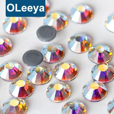 China Oleeya Flatback Factory Direct Sale SS10-SS40 14 Cut Faceted Rhinestone ab SS20 Crystal Bulk Hotfix Rhinestones Hotfix Gems For Dresses for sale