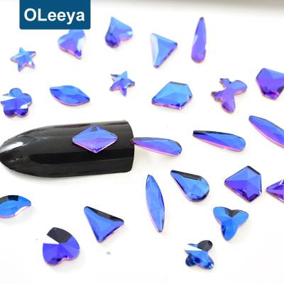 China Wholesale Hot Selling Flatback OLeeya Fancy K9 Shape Fake Nail Stones 3D Glass Crystals For Nail Art Decoration for sale