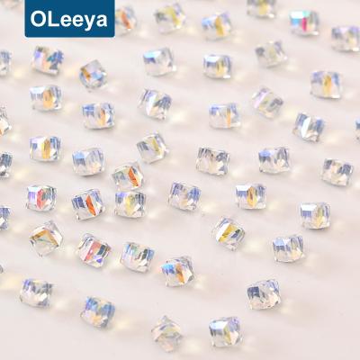 China Flatback 720pcs Shiny Clear Crystal Rhinestone AB 4mm Square Crystal Nail Art Box From Factory For DIY Nail Design for sale