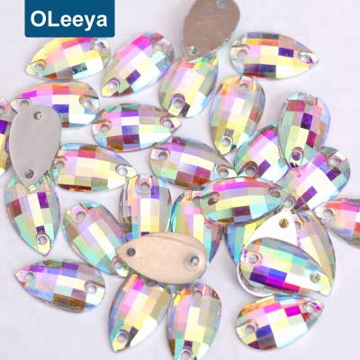 China Factory Wholesale Flatback Oleeya Factory Wholesale Various Shape Rhinestone Crystal AB Sewing Flat Back Resin Sew On Rhinestone for sale