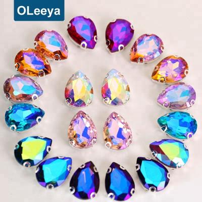 China New Arrival Flatback Claw Rhinestones Button AB Color D Shape For Sew On Rhinestone With Claw For Wedding Dress for sale