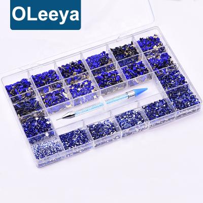 China Rhinestone Crystal Rhinestones For Nail Art Wholesale 21Grids Crystal Flat Back Rhinestone Glass Non Hotfix Flatback for sale