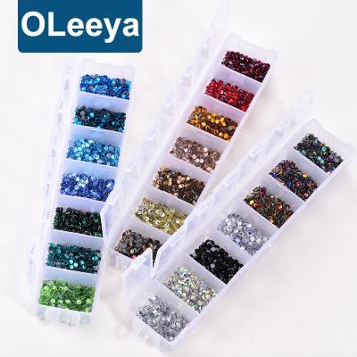 China Flatback Oleeya 2000pcs/box SS10 Improve DMC Hot Fix Rhinestones With Pick Pencil Crystal Glass Iron On Rhinestones For DIY Decoration for sale