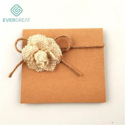 China Simple Thanks Giving Parents Day Thank You Card Wedding Birthday Party Invitation Card Handmade Burlap Flower Wrapping Paper Greeting Card for sale