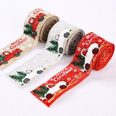 China Hot Selling Christamas Home Decoration Colored Burlap Cable Edge Christmas Decoration Ribbons Gift Ribbon For Wrapping for sale