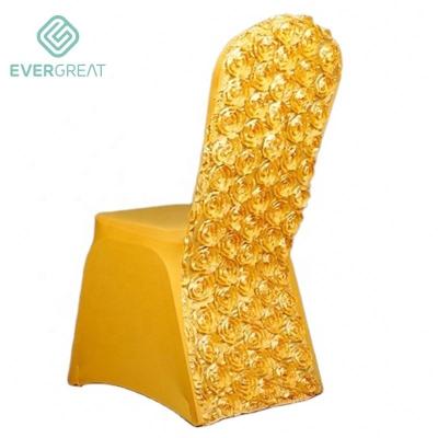 China Elastic 3d Rose Flower Chair Cloth Wedding Banquet Table Covers Decoration for sale