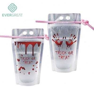 China Decoration Halloween Gift Supplies Reusable Halloween Props Blood Trick or Treat Drink Pouch Bags Drinks Container 10pcs Set for sale