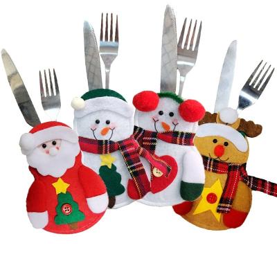 China 2020 Cute Christamas Decoration Christmas Fork Knife Cutlery Holder Bag Props Party Table Dinner Decoration Tableware Cover for sale