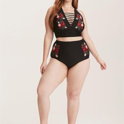 China New Plus Size Design Customize Color 2 Pieces Print Plus Size High Tummy Control Cover Up Women Hot Sexy Bikini Swimwear for sale