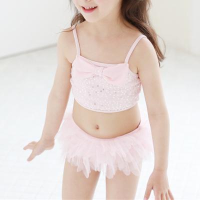 China 2022 Plus Size Kids Swimwear Customize Logo Comfortable Elastic Fabric Cover Up Two Pieces Girls Swimwear Cute Beach Wear for sale