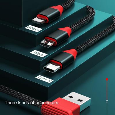 China Video Game Player Suitable for Smartphone Micro USB Type C Cable High Quality Fast Charger 3 in 1 Universal USB Charger Cable for sale