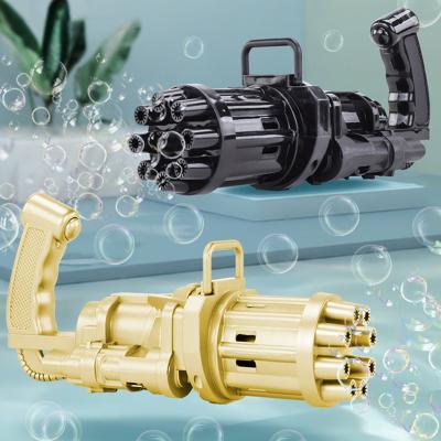 China Safety Wholesale Creative Kids Bubble Machine Toy Plastic Gatling Electric Gun Blowing Bubbles Machine Toy Bathtub Toy for sale