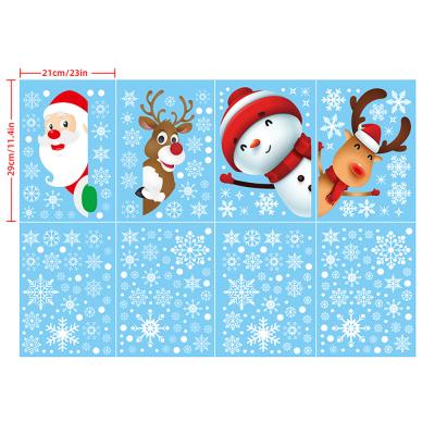 China Electrostatic Wall Stickers Christmas Flim Santa Claus Hanging Bridge Shopping Mall Window Glass Background Window Stickers for sale