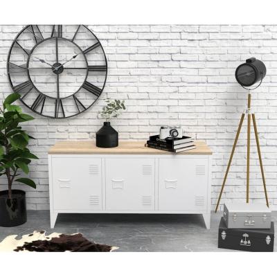 China Modern Factory price Brand new industrial indoor furniture dinning room 3-Door Metal cupboard iron sideboard with metal legs for sale