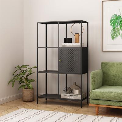 China Knock down Fast delivery Home Steel Tube Shelf New Design Metal Bookshelf Storage Wall Unit Bookcase Rack Black for sale