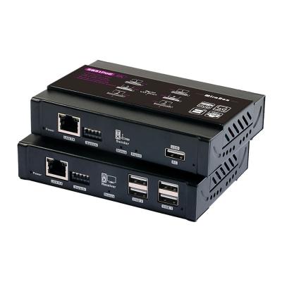 China Computer 4K USB2.0 KVM Extender Over Cat5e Cat6 60m HDMI USB Extender With USB2.0 Hub for sale