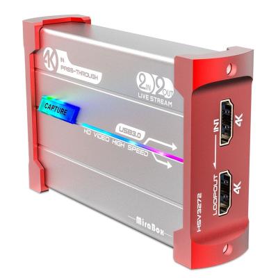 China PIP 2 in 2 out HDMI USB3.0 Capture Card with RGB Light 4K PIP Game Stream Capture Card for sale