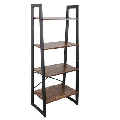 China Factory Wholesale Customized E1(15mm) Melamine Board Single Shelf Durable Wood Shelf Modern 4-Tier Ladder Wooden Table for sale