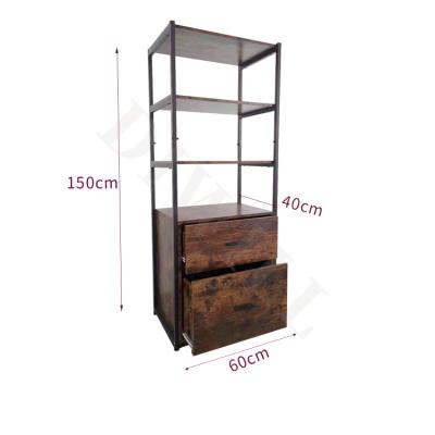 China Adjustable (Height) Customized Height Open Storage Swing Shelf Desk File Iron Wood Frame for sale