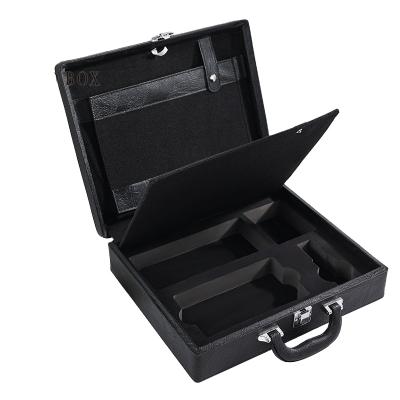 China Luxury Stain Briefcase High Grade Business Instrument Toolbox Portable Black Office Certificate Travel Case for sale