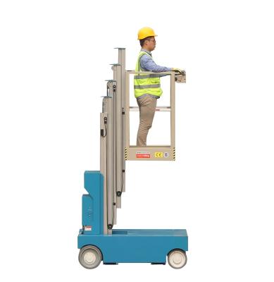 China Hotels CE Certified 8m Scissor Lift Plataforma Elevadora Portable Electric Single Mast One Man Lift for sale