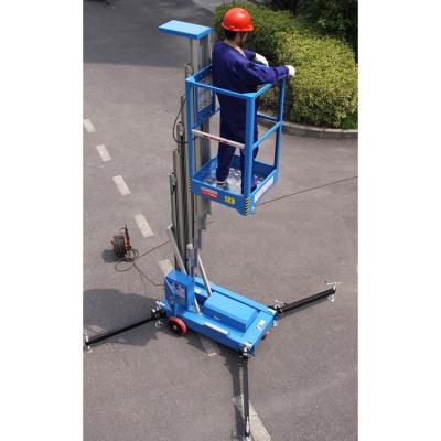 China Hotels Mini Aluminum Single Mast Lift Hydraulic Aerial Work Platform Lift Platform Hydraulic Aerial Work Platform for sale