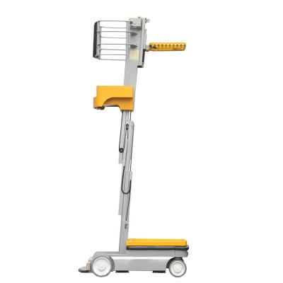 China Hotels Aluminum Mast Running Picker Manlift Order Picker Self Propelled Electric Work Platform Lifts for sale