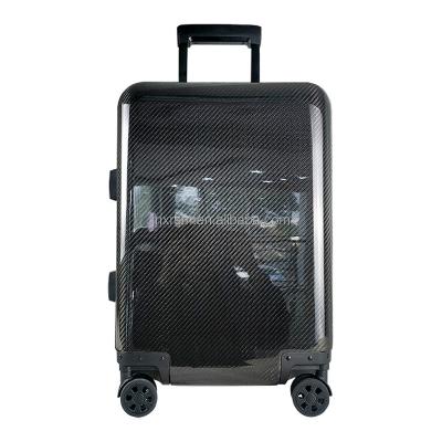 China Luxury Lightest Premium Carbon Fiber Suitcase Boarding Trolley for sale