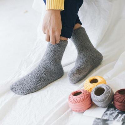 China Fuzzy Winter Socks Solid Color Coral Fleece Indoor Floor Socks Antibacterial Men for sale