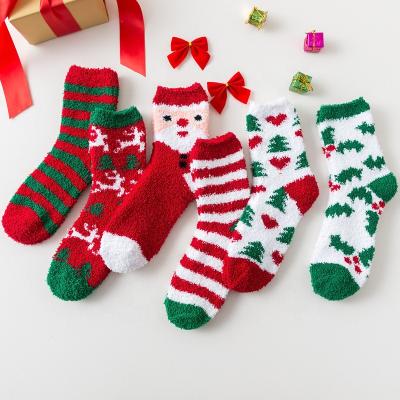 China Wholesale Antibacterial Fluffy Winter Socks Women Thick Fuzzy Christmas Socks for sale