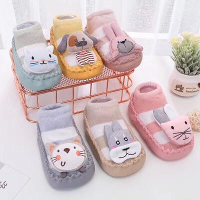 China Cartoon 3d Cotton Baby Antibacterial Non Slip Cotton Floor Socks , Anti Slip Baby Shoe Socks for sale