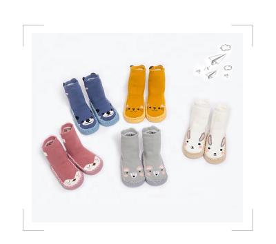 China Custom Newborn Baby Leather Sole Sock Antibacterial Shoes Baby Anti-Slip Soft Socks for sale