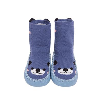 China Unique Terry Animal Antibacterial Sock Kids Leather Floor Socks Cartoon Animal Slippers Boots for sale