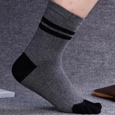 China High Quality Mens Solid Color Cotton Five Toe Socks Mens Crew 5 Toe Socks Antibacterial for sale