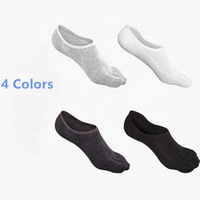 China Custom 4 Colors Mens Antibacterial Stockings Cut No Show Five Finger Toe White Low Cut Cotton Sock for sale