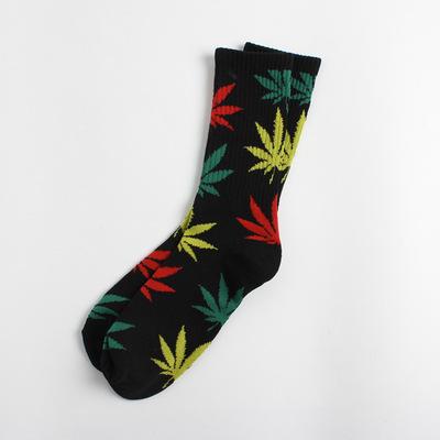 China Antibacterial Popular Maple Leaf Hemp Dress Socks Weeds Fashion Cotton Crew Socks for sale