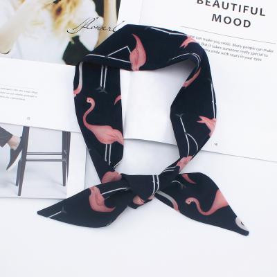 China 90cm x 5cm Flamingo Series Long Narrow Ladies Small Silk Scarf Wholesale for sale